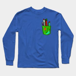 Art in my Pocket - Art Supplies in Shirt Pocket Design Long Sleeve T-Shirt